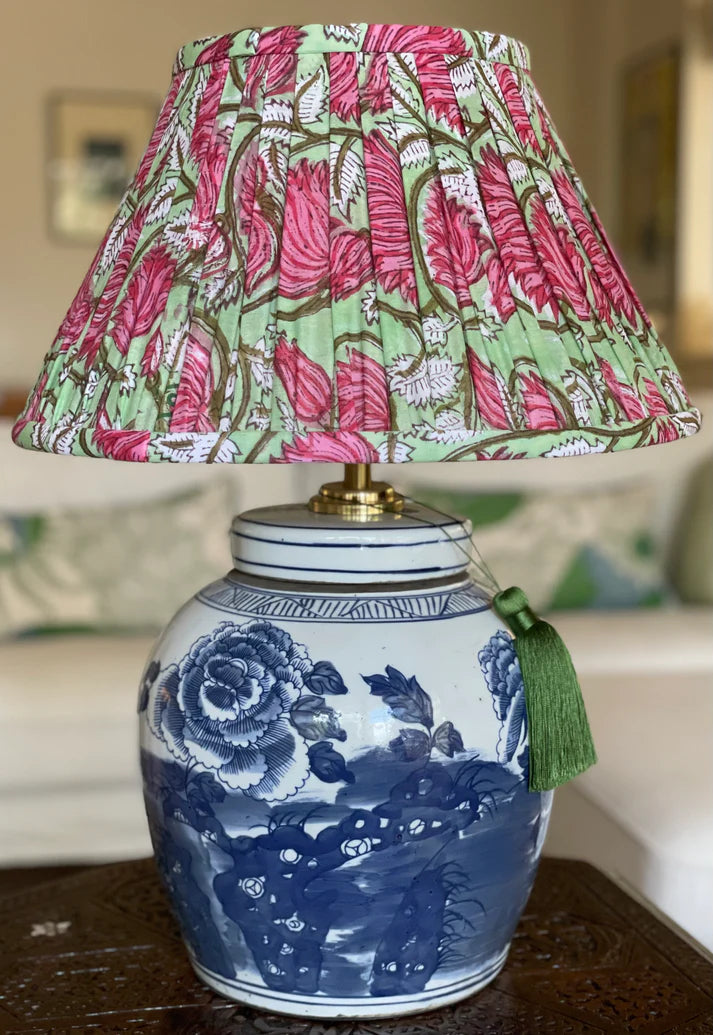 Lychee Block-Printed Lamp Shade - Large