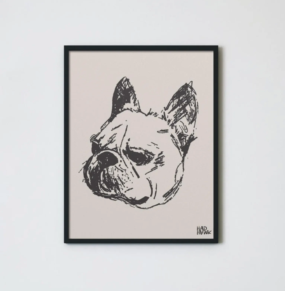 Hadhawk Design - French Bulldog Art Print 8.5 x 11 - Black & Tan