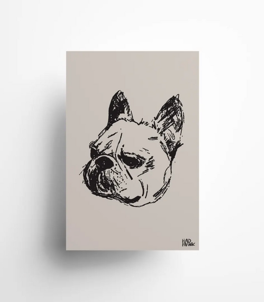 Hadhawk Design - French Bulldog Art Print 8.5 x 11 - Black & Tan