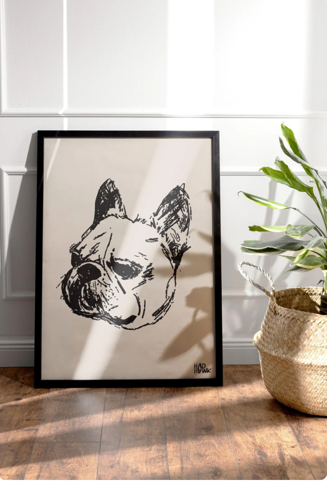 Hadhawk Design - French Bulldog Art Print 8.5 x 11 - Black & Tan