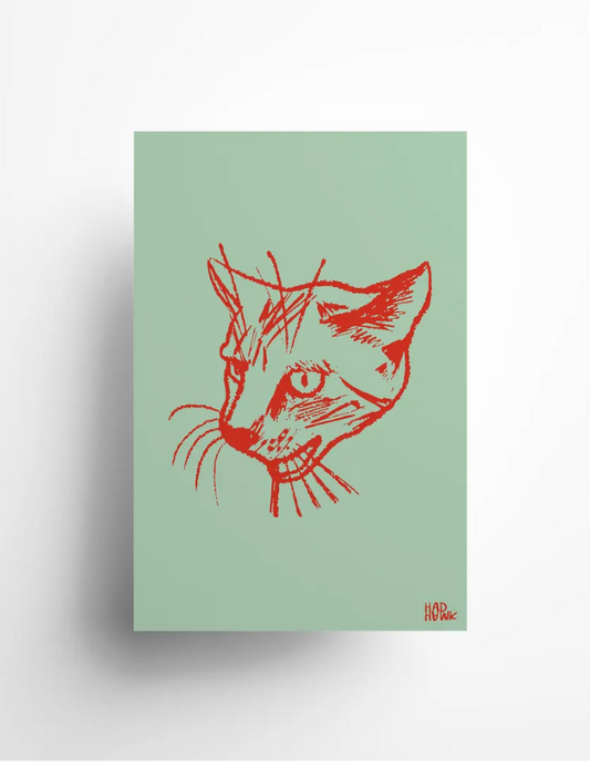 Hadhawk Design - Cat Art Print - 8.5 x 11 - Mint