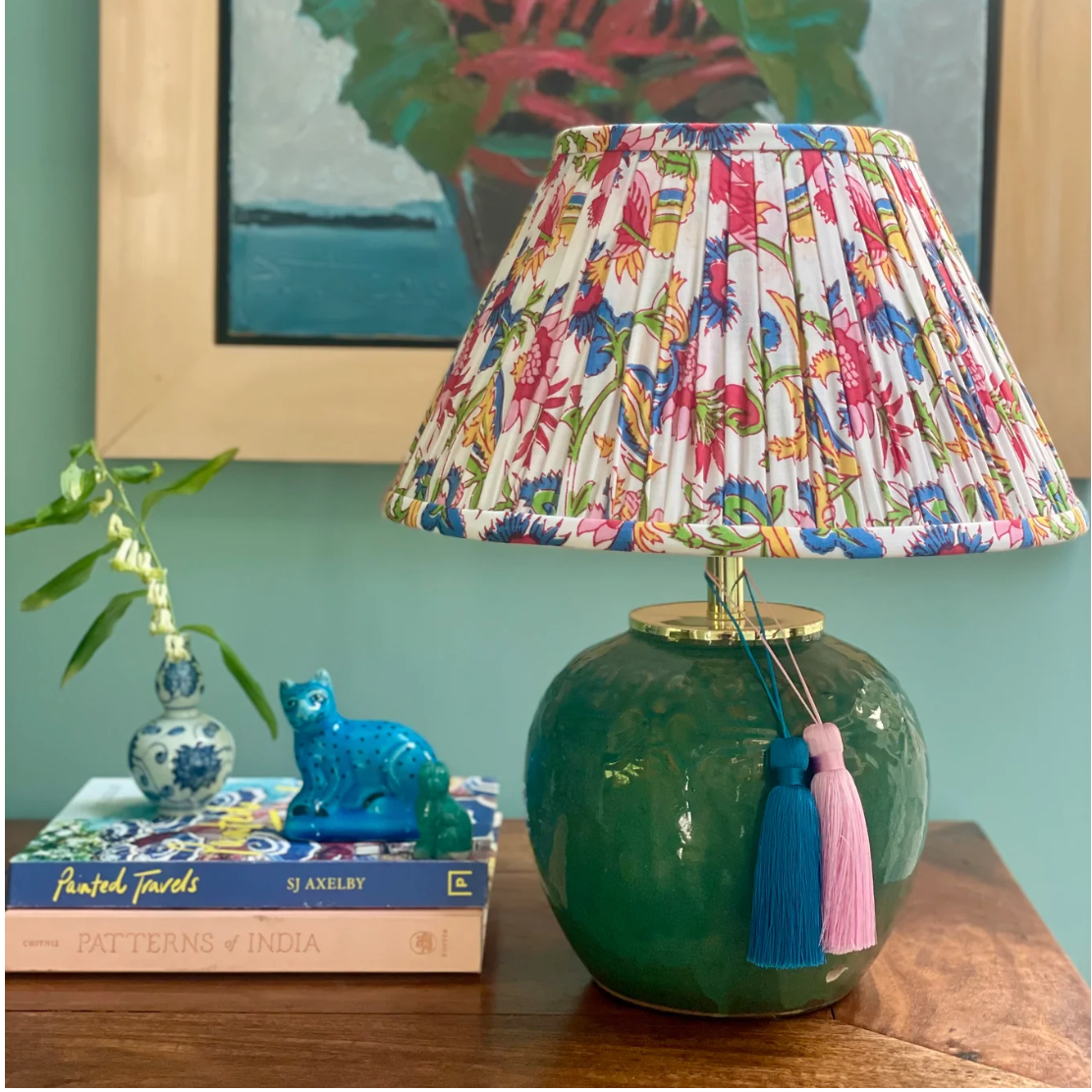 Bottlebrush Block-Printed Lamp Shade - The Ginger Jar Lamp Co.