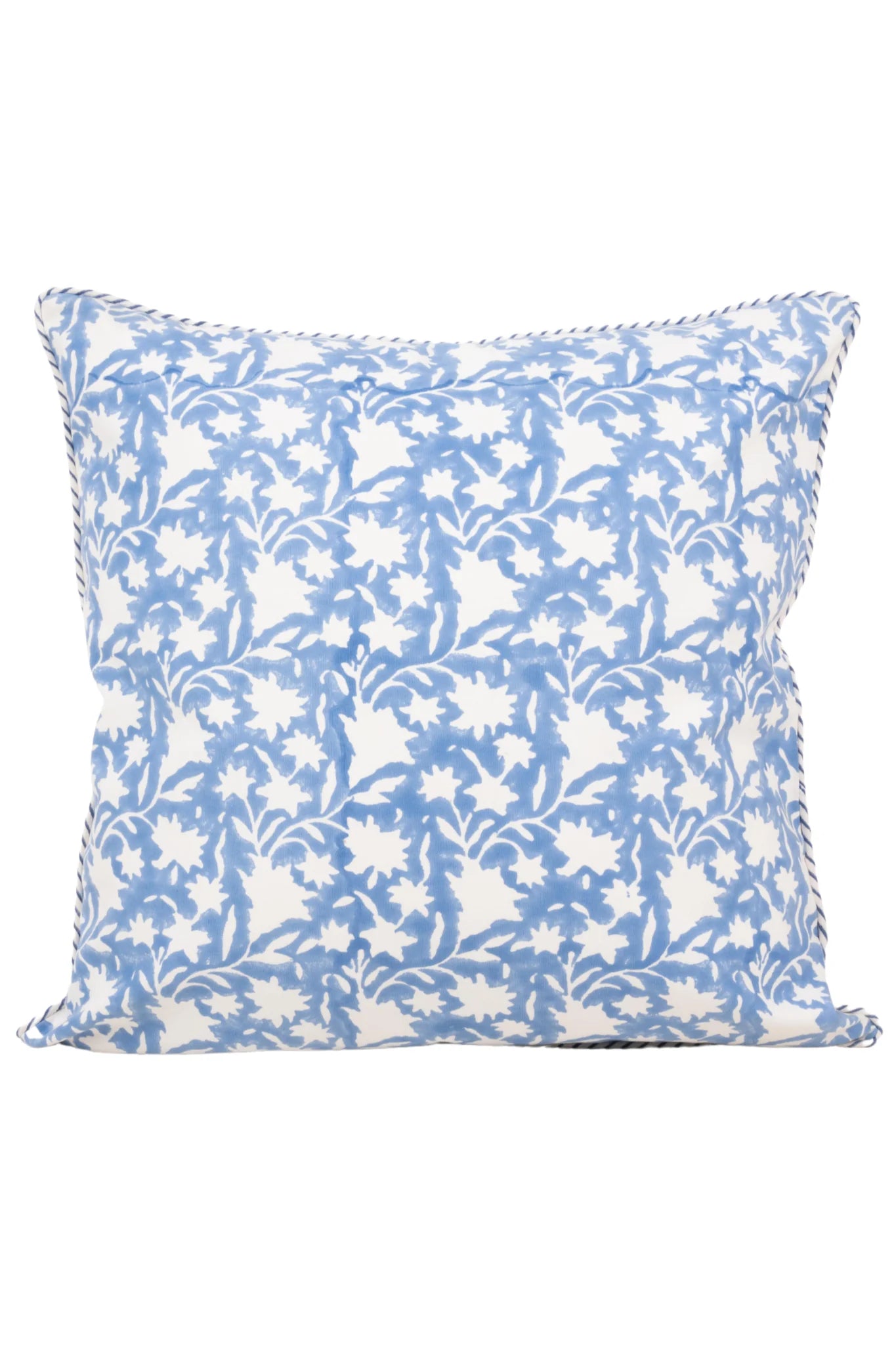 Les Fleurs Blockprint Reversible Pillowcase in Periwinkle Blue 20"x20" - Inner Child