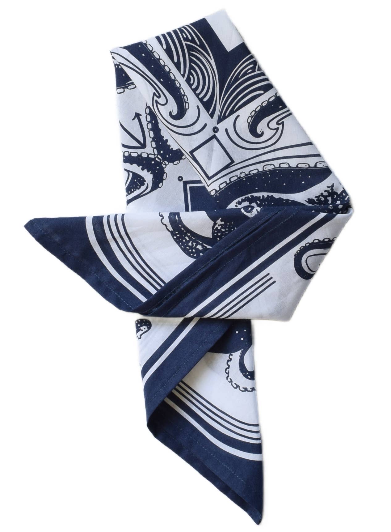 Octopus Bandana - 100% Cotton - Nautical Print - Hanky Ascot