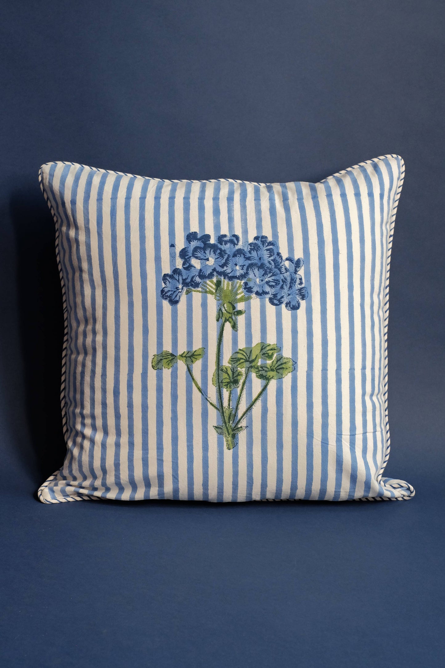 Blue Hydrangea Blockprint Pillowcase 20x20 - Inner Child