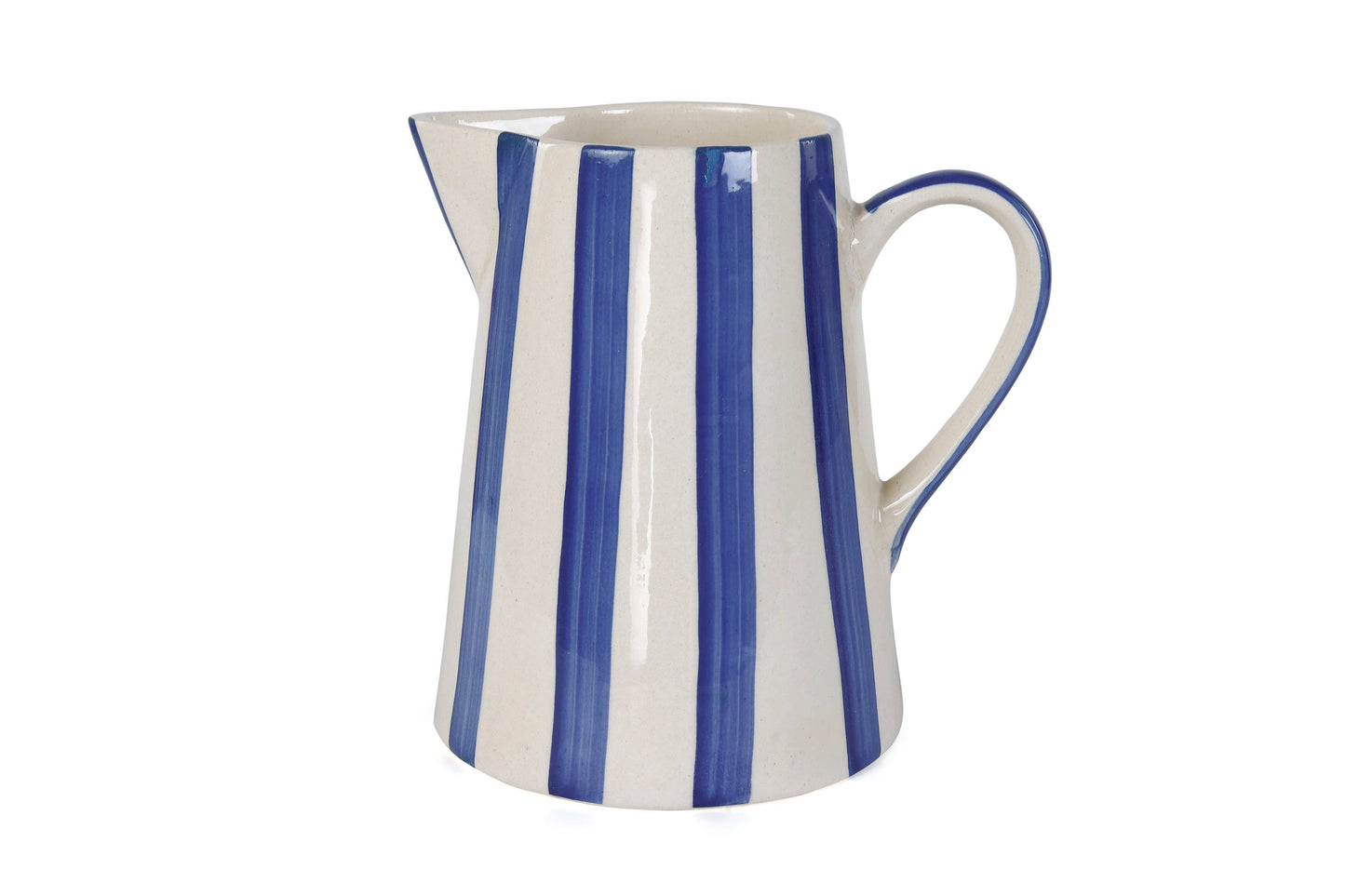 Ceramic Stripe Pitcher, Blue