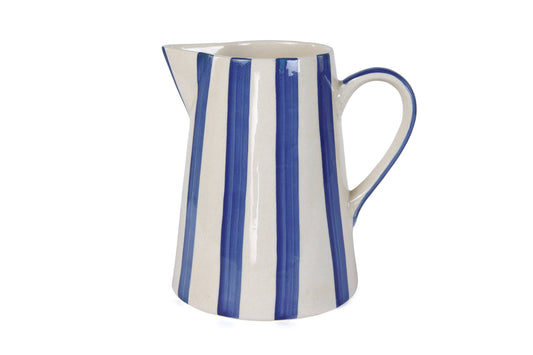Ceramic Stripe Pitcher, Blue