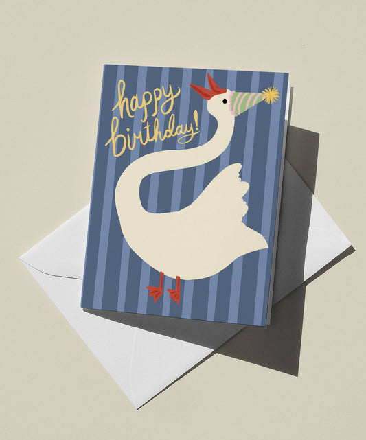Silly Goose Happy Birthday Striped Greeting Card