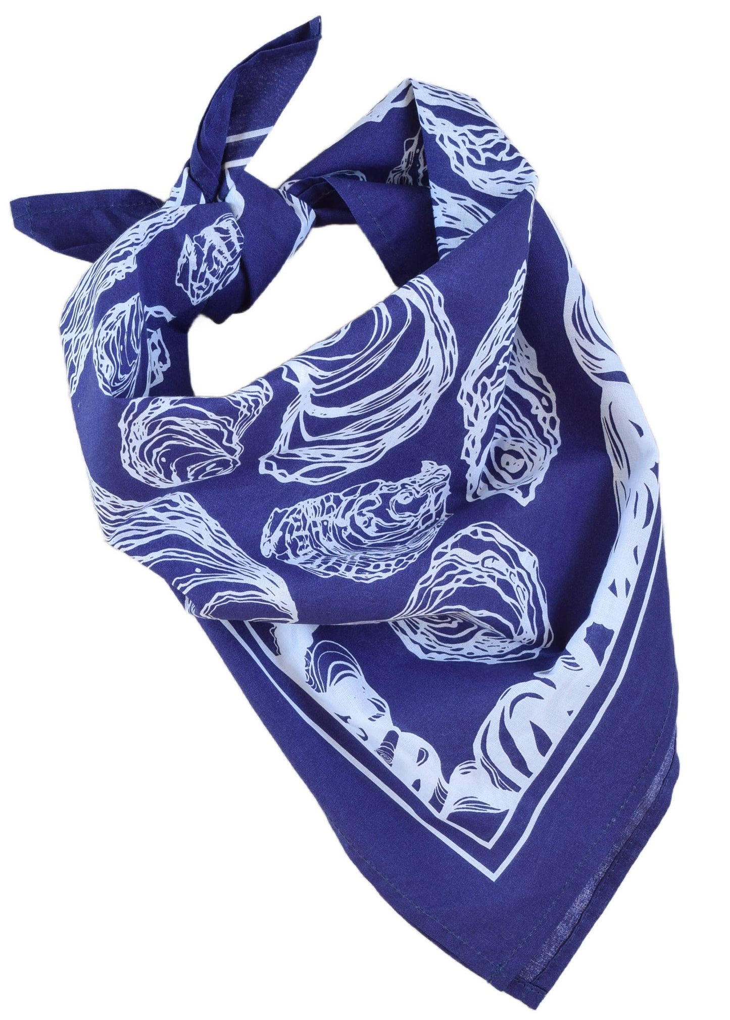 Oyster Bandana - 100% Cotton - Hand Printed - Royal Blue