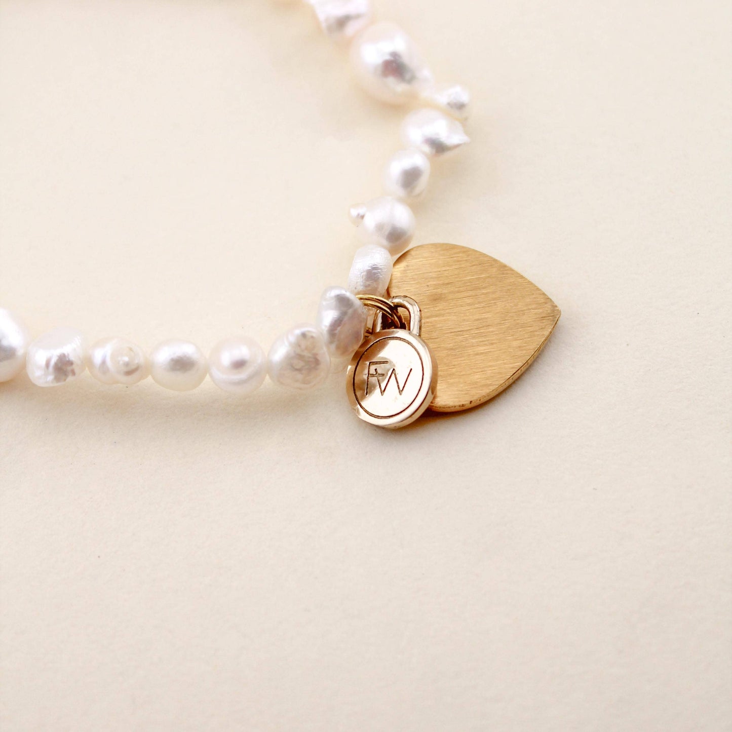 Heart Charm Bracelet in Pearl