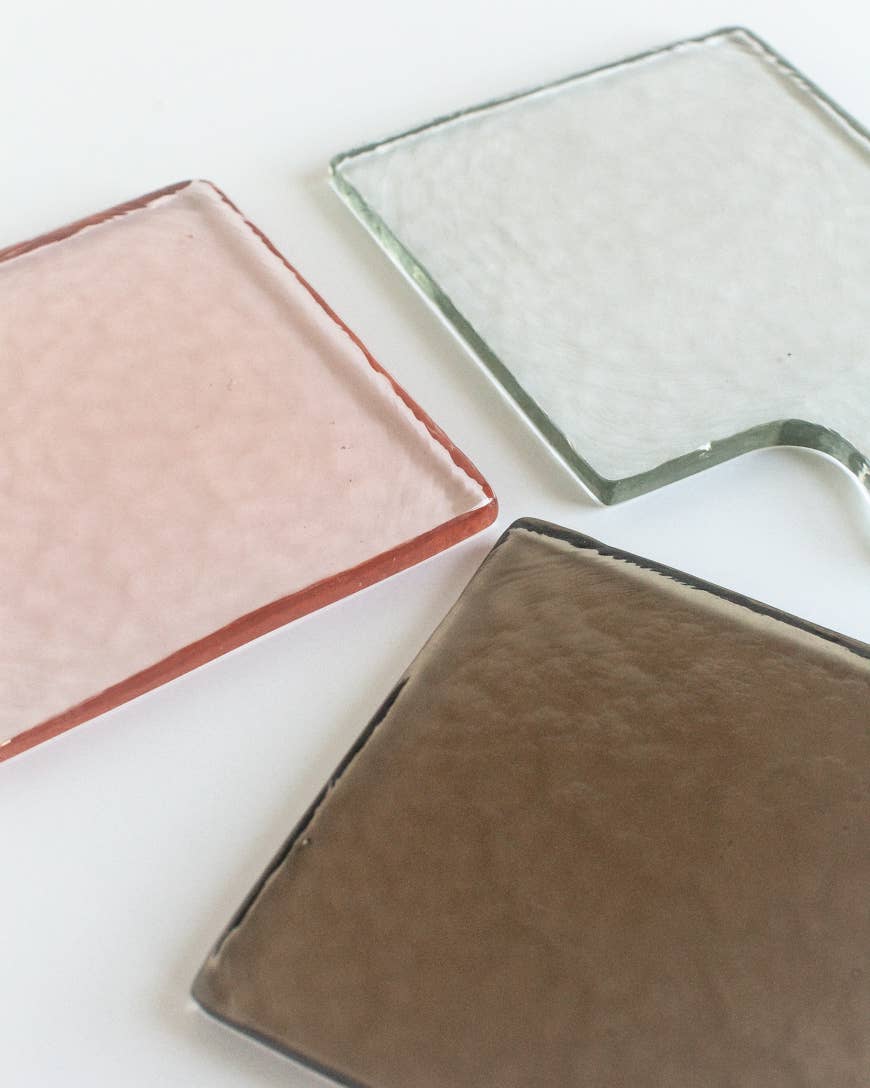Handblown Hammered Glass Serving Tray