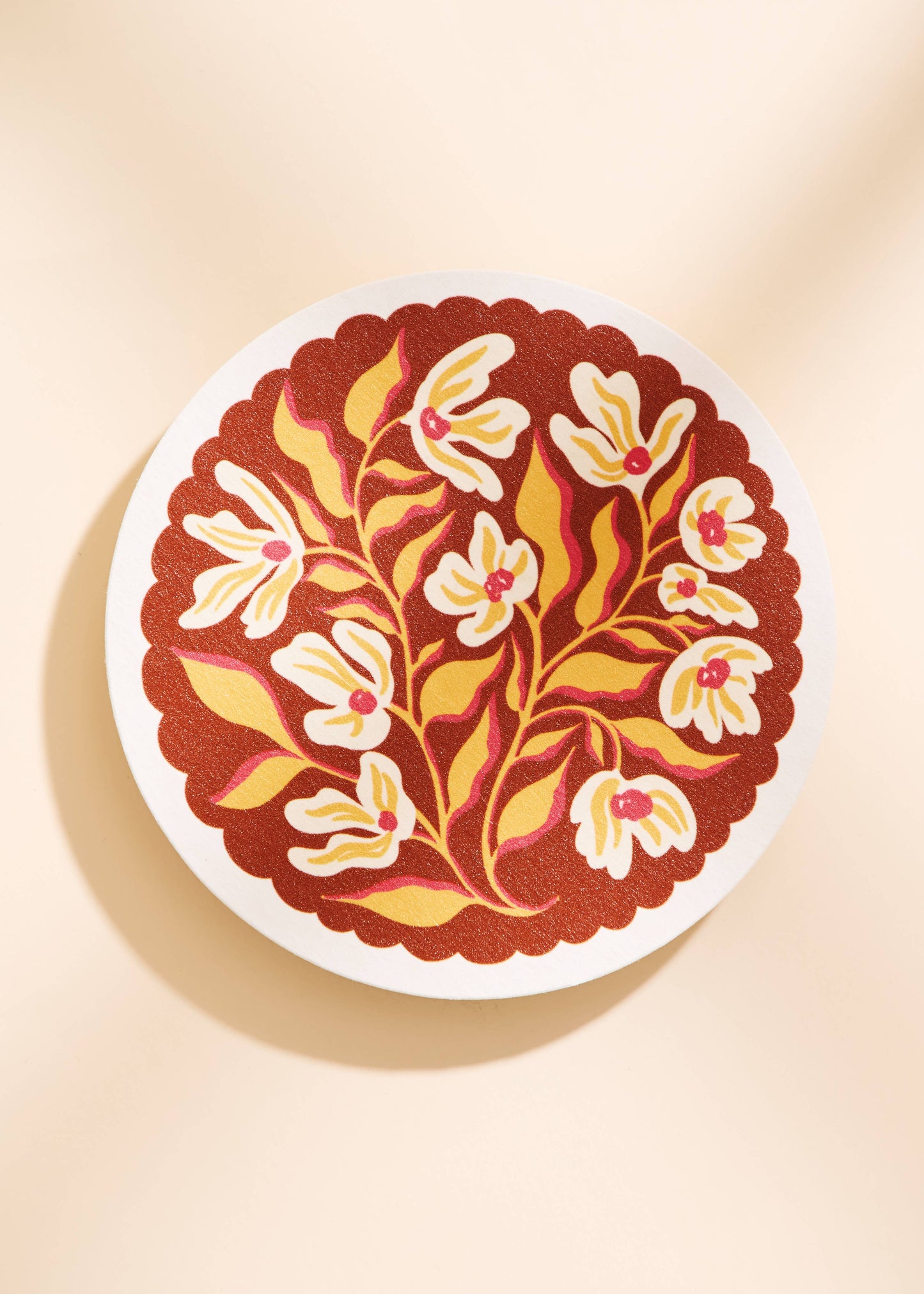 Pumpkin Spice Floral Scalloped Coasters | Set of Four