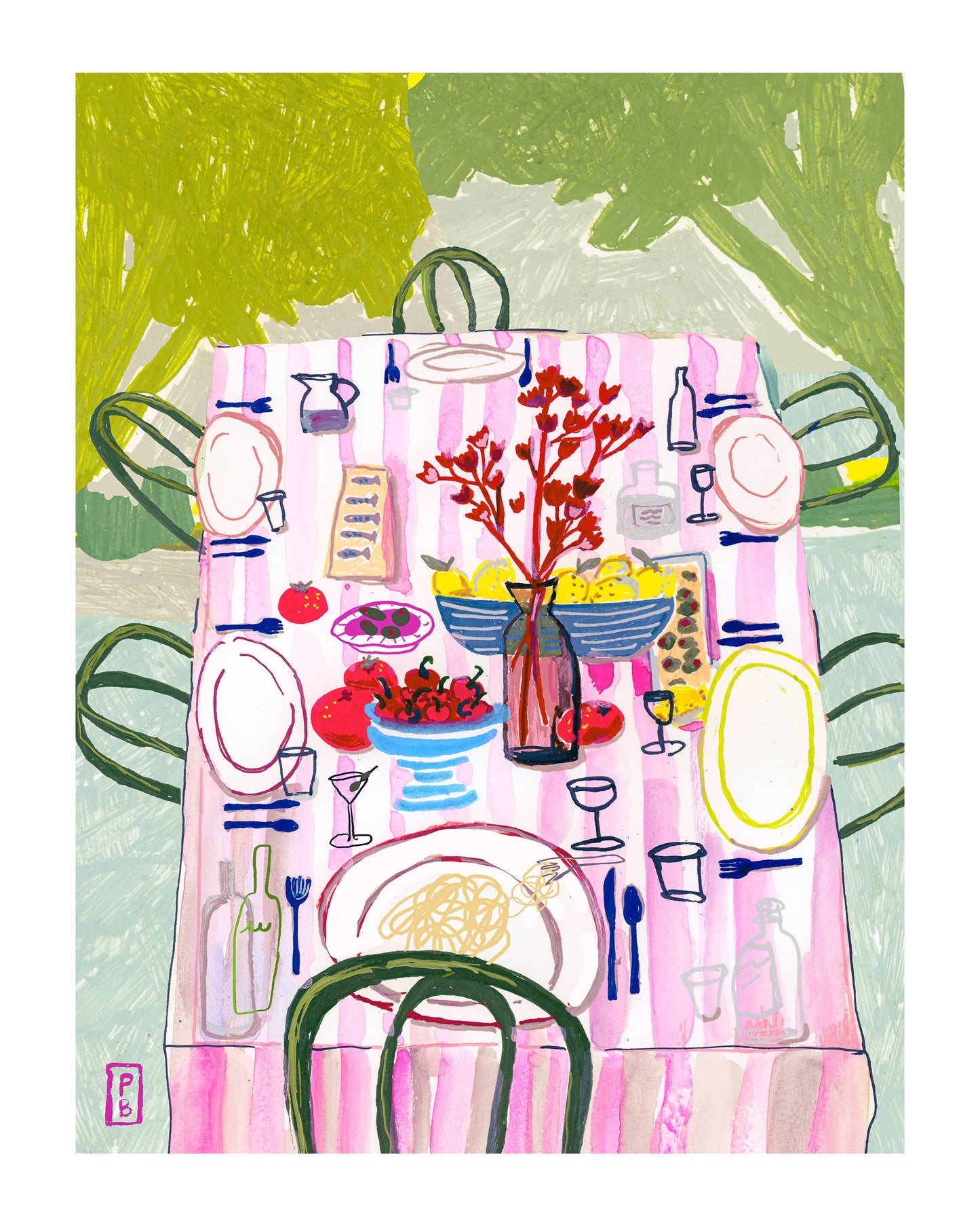 "Dining in Pink", Giclée Fine Art Print