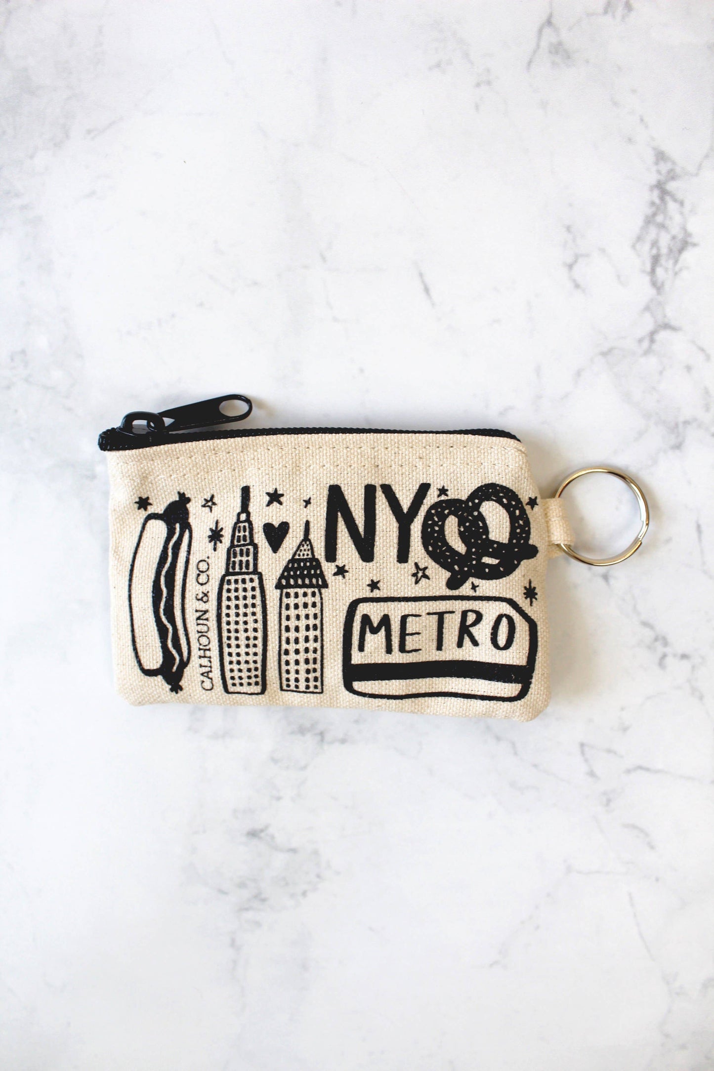 New York Zipper Card Pouch with Keyring
