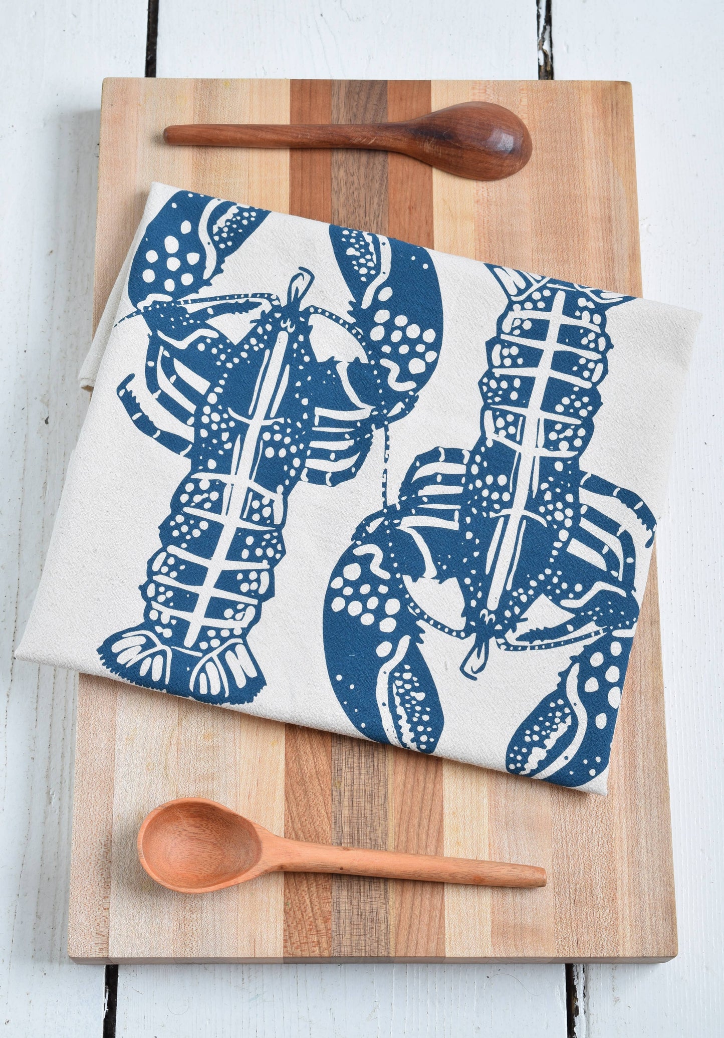 Double Lobster Tea Towel in Navy - Nautical Decor