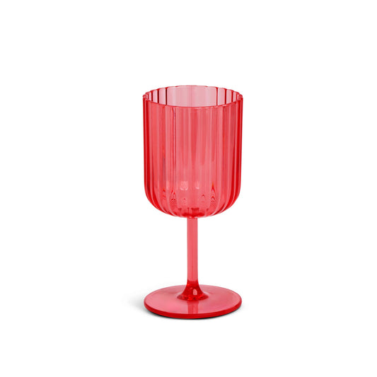 Plastic Ribbed Wine Glass - Raspberry