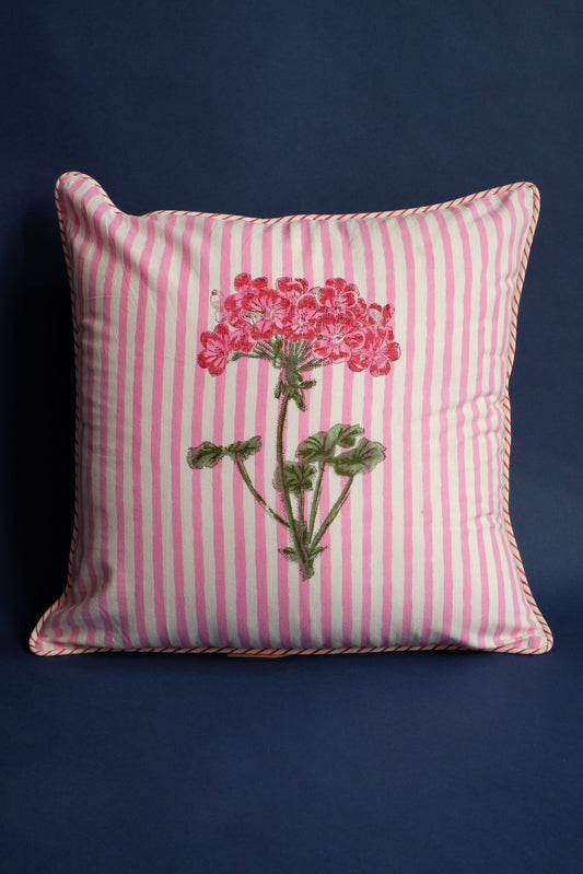 Pink Hydrangea Blockprint Pillow 18x18