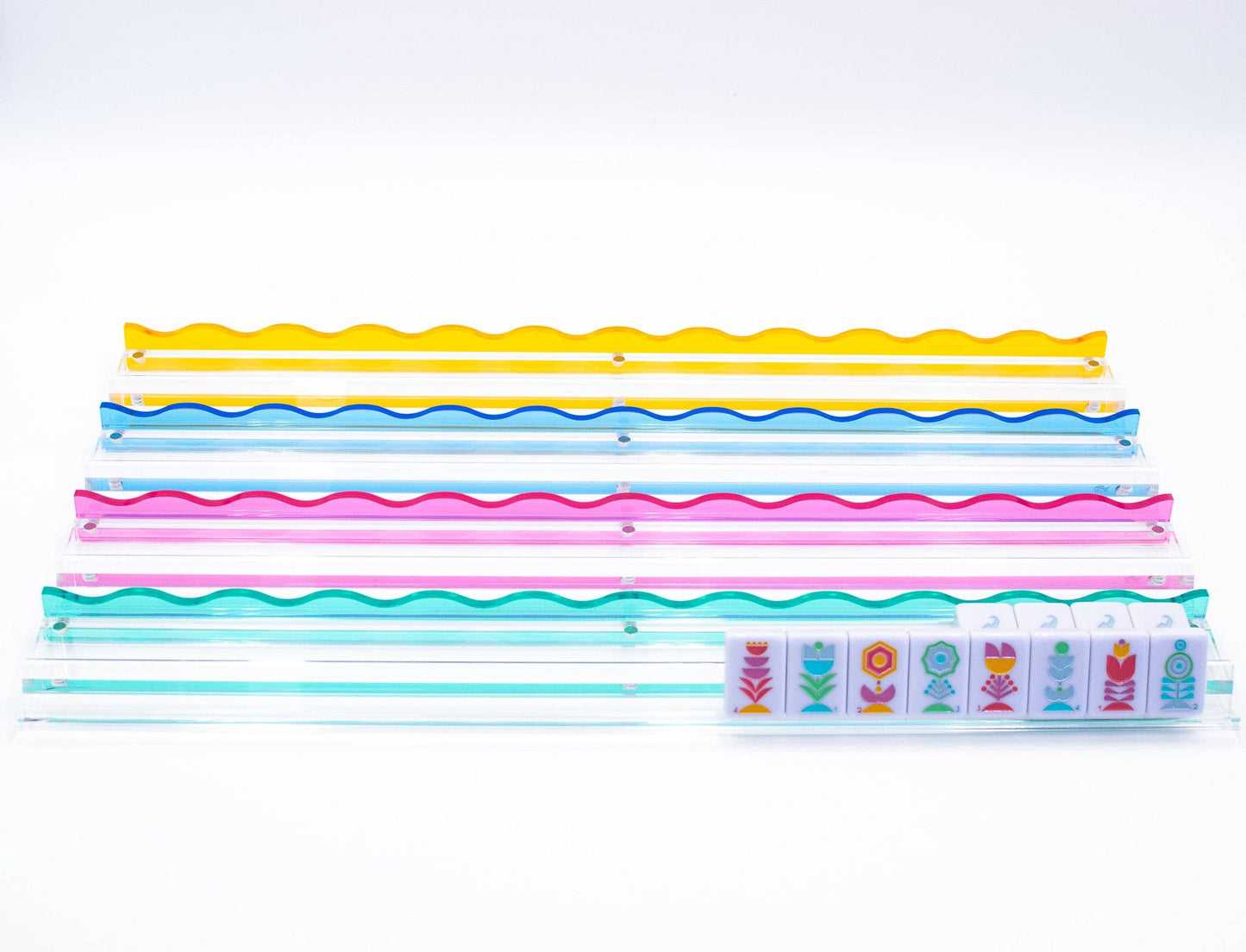 Wavy Acrylic Mahjong Racks | Many Colors | Magnetic Pushers