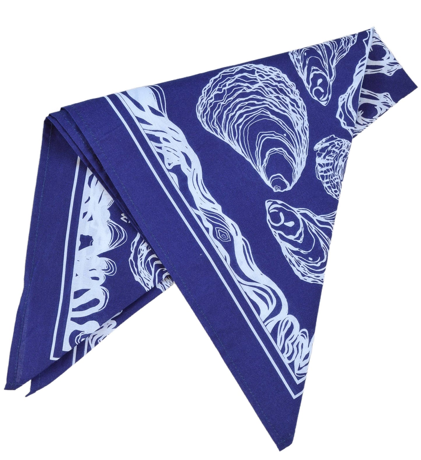 Oyster Bandana - 100% Cotton - Hand Printed - Royal Blue
