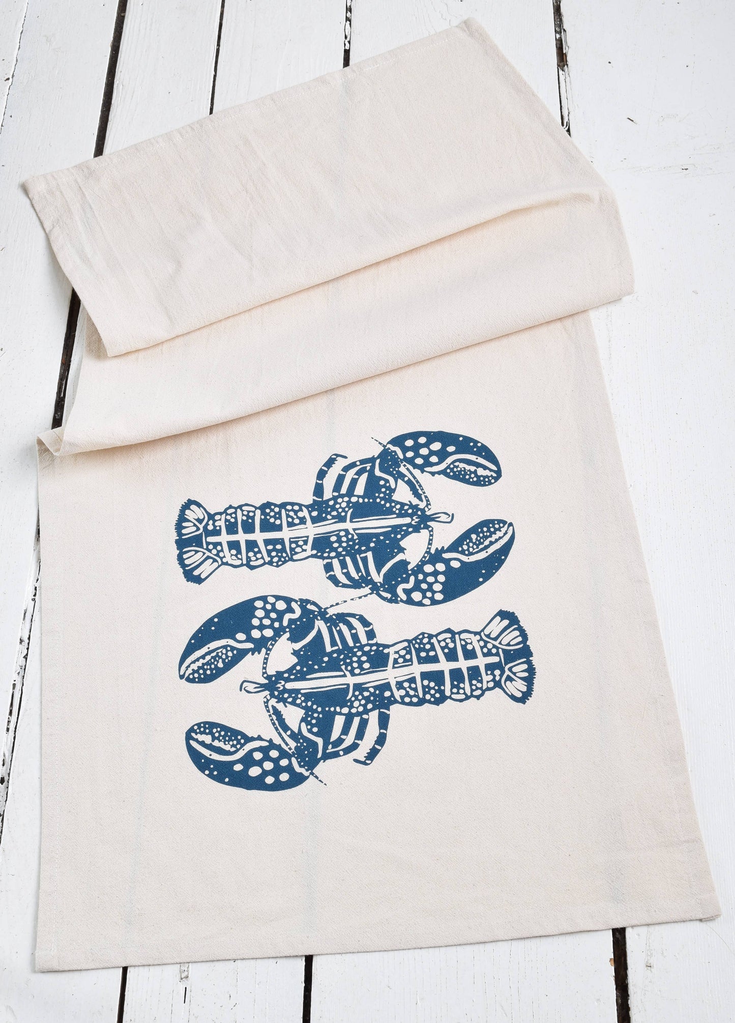 Double Lobster Tea Towel in Navy - Nautical Decor
