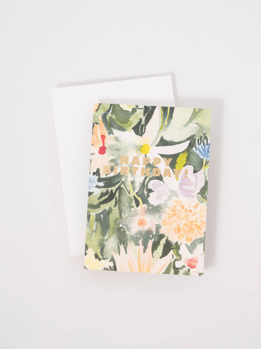 Happy Birthday Floral Foil Printed Card