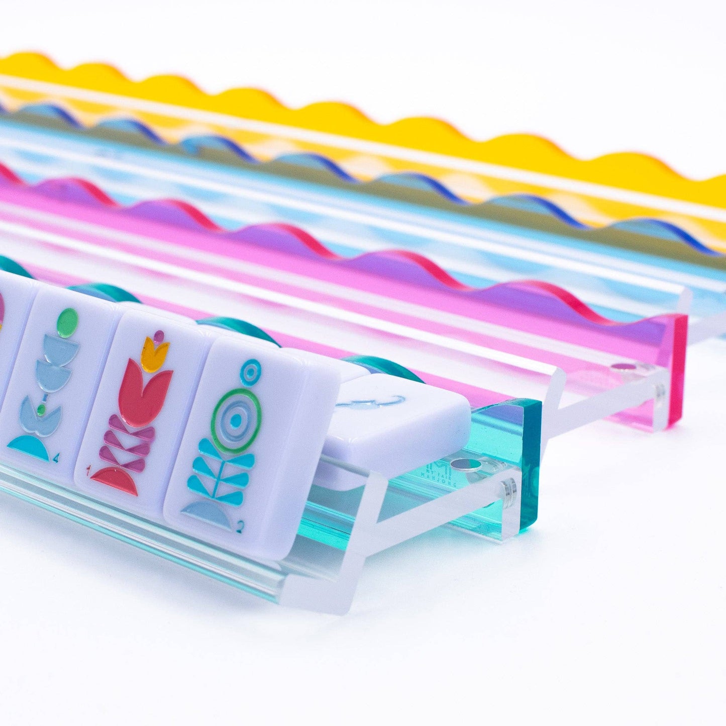 Wavy Acrylic Mahjong Racks | Many Colors | Magnetic Pushers