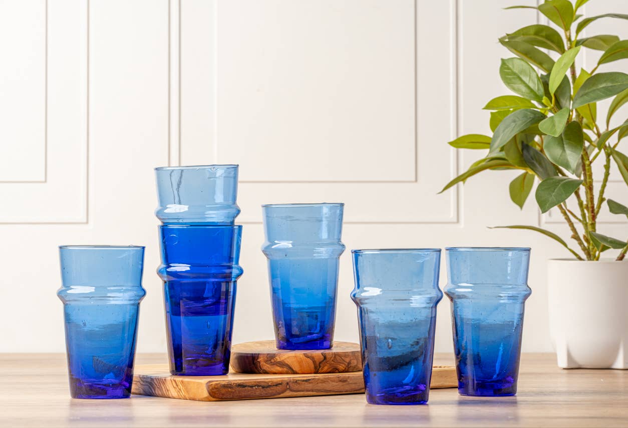Moroccan Beldi Glassware - Blue