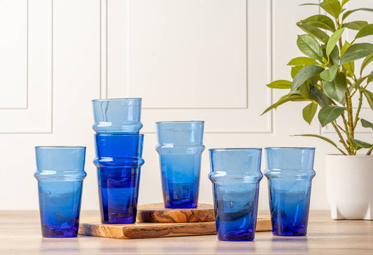 Moroccan Beldi Glassware - Blue
