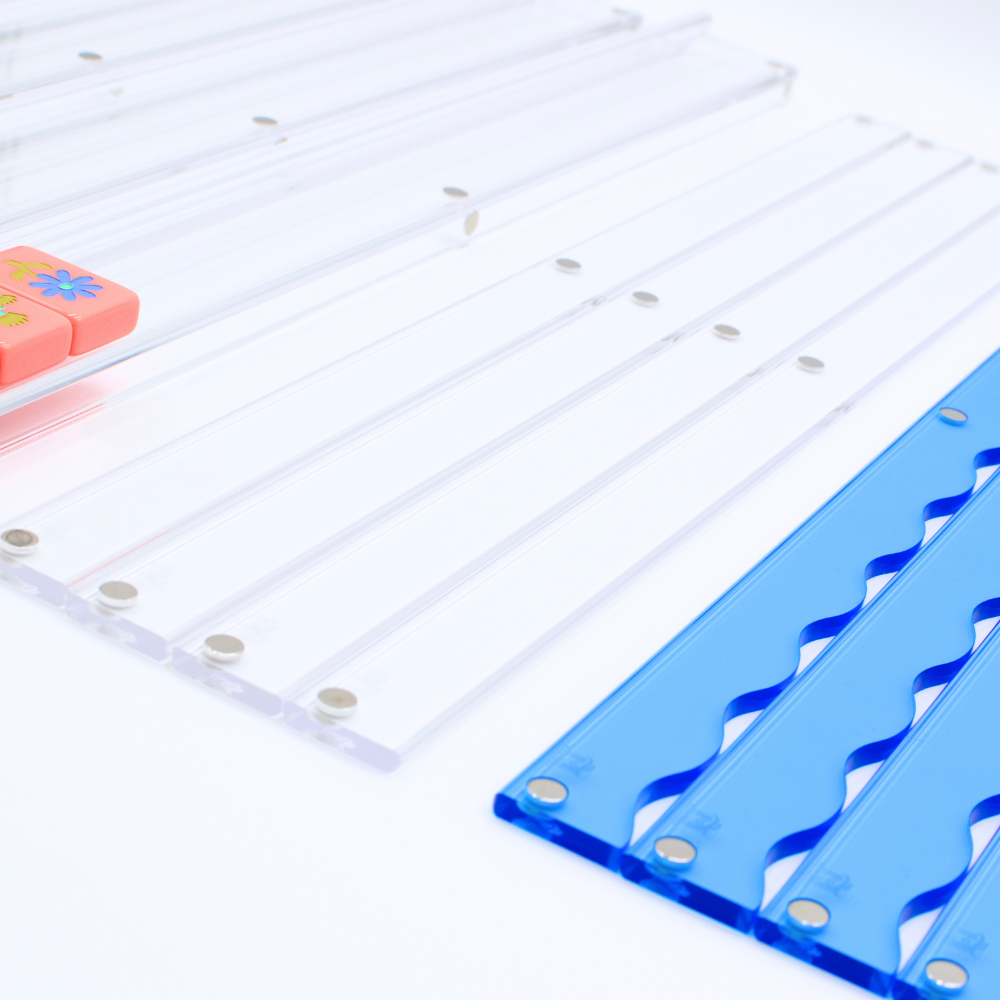Wavy Acrylic Mahjong Racks | Many Colors | Magnetic Pushers