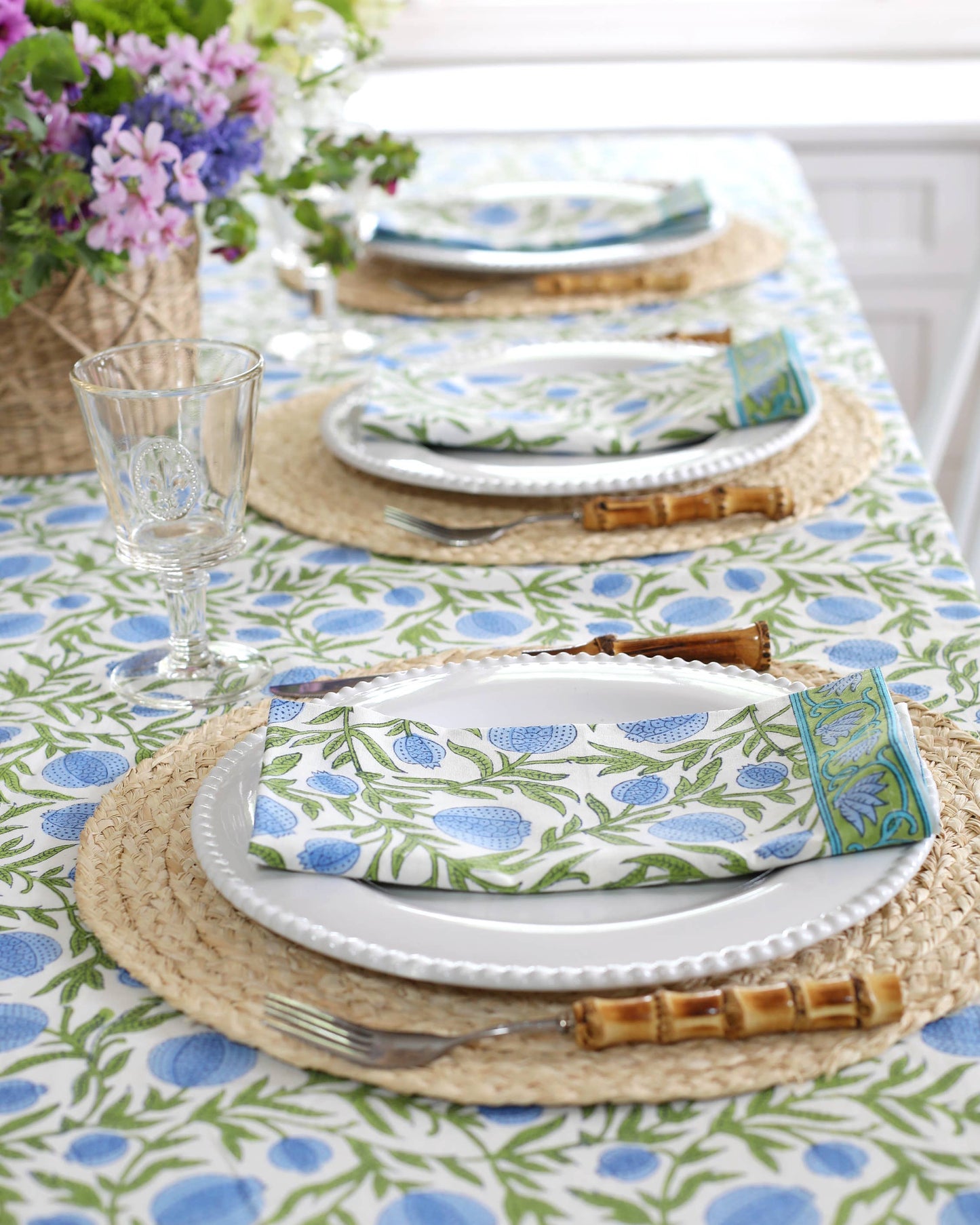 Pacific & Rose Tablecloth - Pomegranate Blue