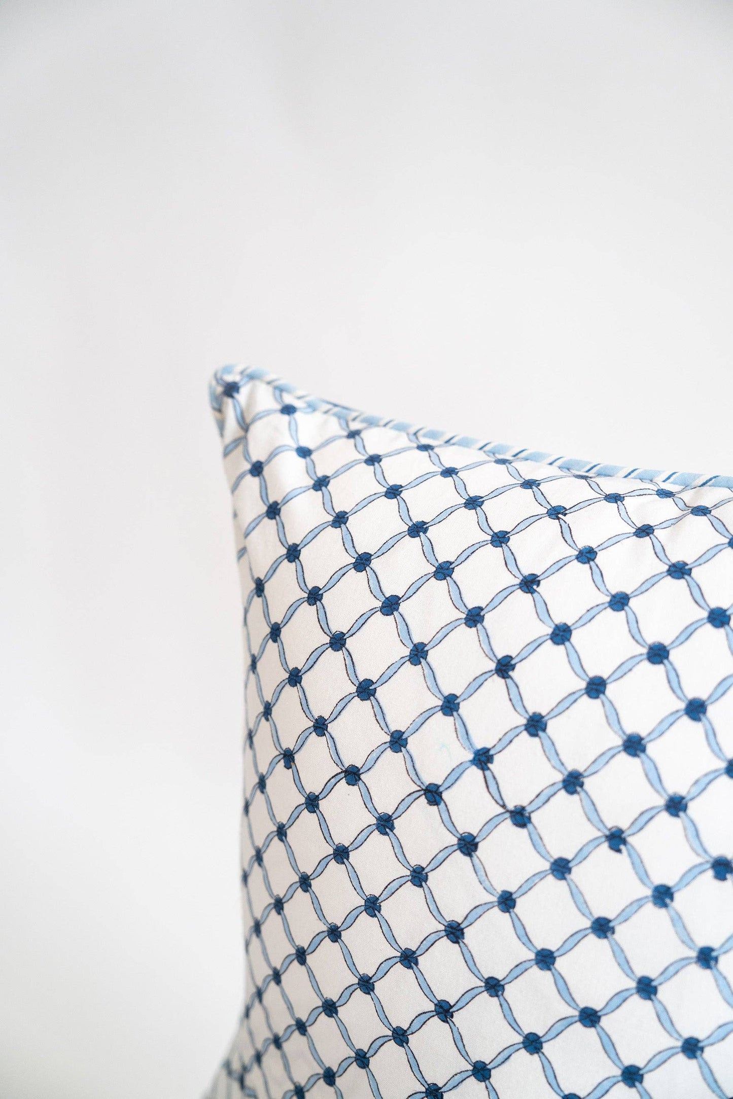 Cobalt Botanical Study Blockprint Throw Pillowcase 18x18