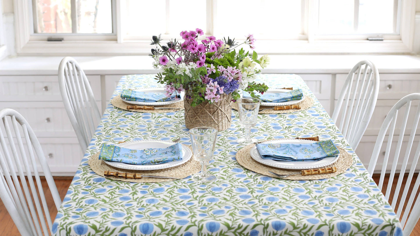 Pacific & Rose Tablecloth - Pomegranate Blue
